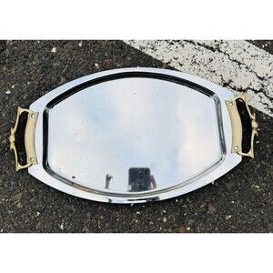 Vintage Kromex Chrome Serving Tray Mid Century Modern USA Bar Hostess